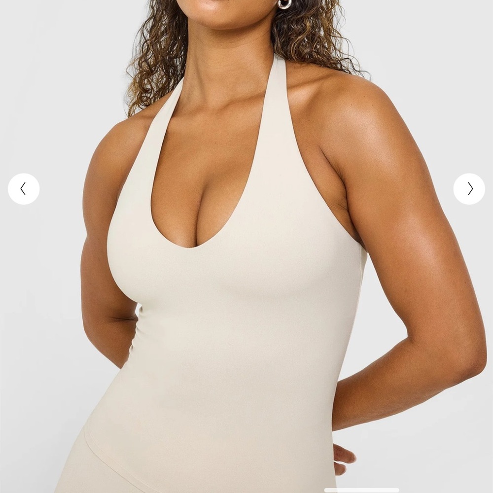 SoftMotion Halter Neck Tank Top in Sand (S)